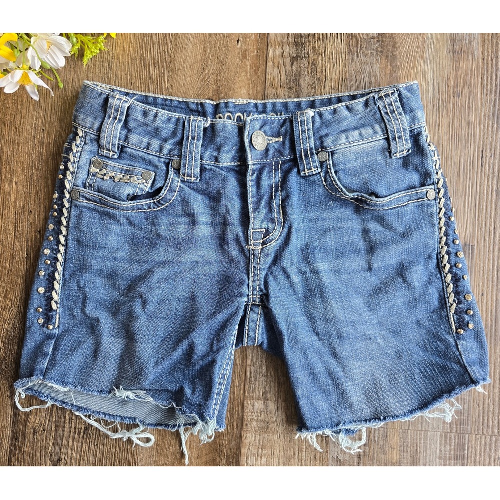 Rock & Roll Cowgirl‎ Denim Blue Cutoff Shorts Low Rise Cutoffs Womens Size 0 W24